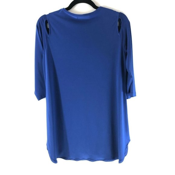 Sympli Womens Tunic Top Keyhole Cutouts 3/4 Sleeve Stretch Blue Size S - Picture 2 of 5